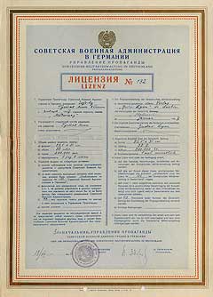 Sowjetische Lizenzurkunde aus dem Jahr 1947