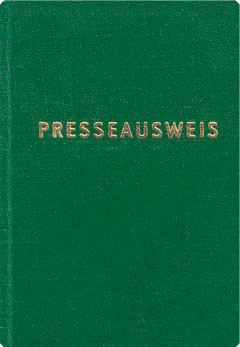 Presseausweis des ständig akkreditierten Journalisten Hans-Jürgen Röder.